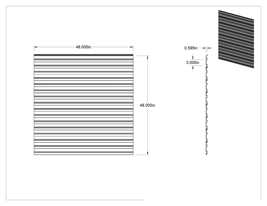 Teknik Çizim - Slatwall, Ağır Hizmet Tipi, Mat Eloksallı Alüminyum, 48 inç Genişlik x 48 inç Yükseklik