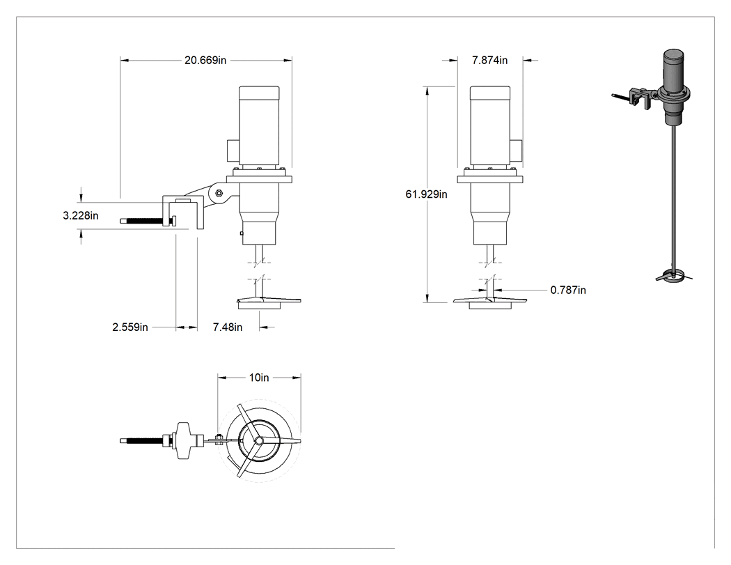 Teknik Çizim - Gıda ve İçecek Tankları için Elektrikli Karıştırıcılar, Yoğun Sıvılar için