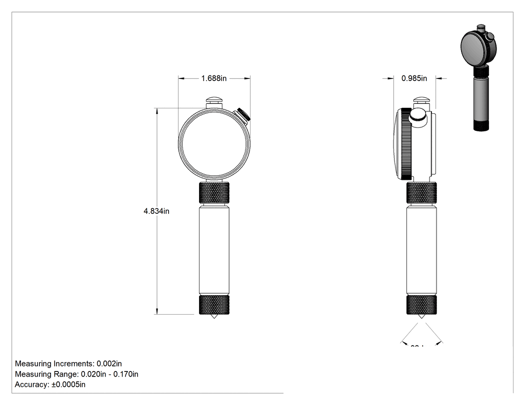 Teknik Çizim - Havşa Ölçer, 82 Derece Ölçülen Açı, 0.02" ila 0.17" Aralığı
