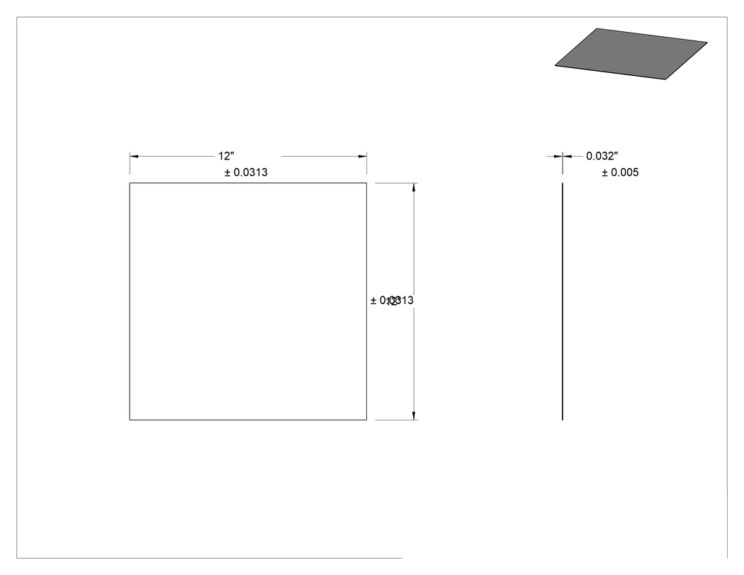 Teknik Çizim - Fırçalanmış Ultra Şekillendirilebilir 260 Pirinç Levha, 0.0320" Kalınlık, 12" x 12"