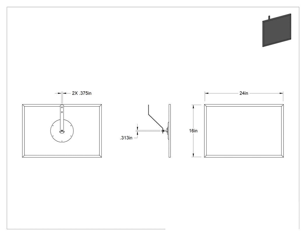 Teknik Çizim - Güvenlik Aynası, Sert Levha Arkalı Cam, 16" x 24", Dış Mekanlarda Kullanım için