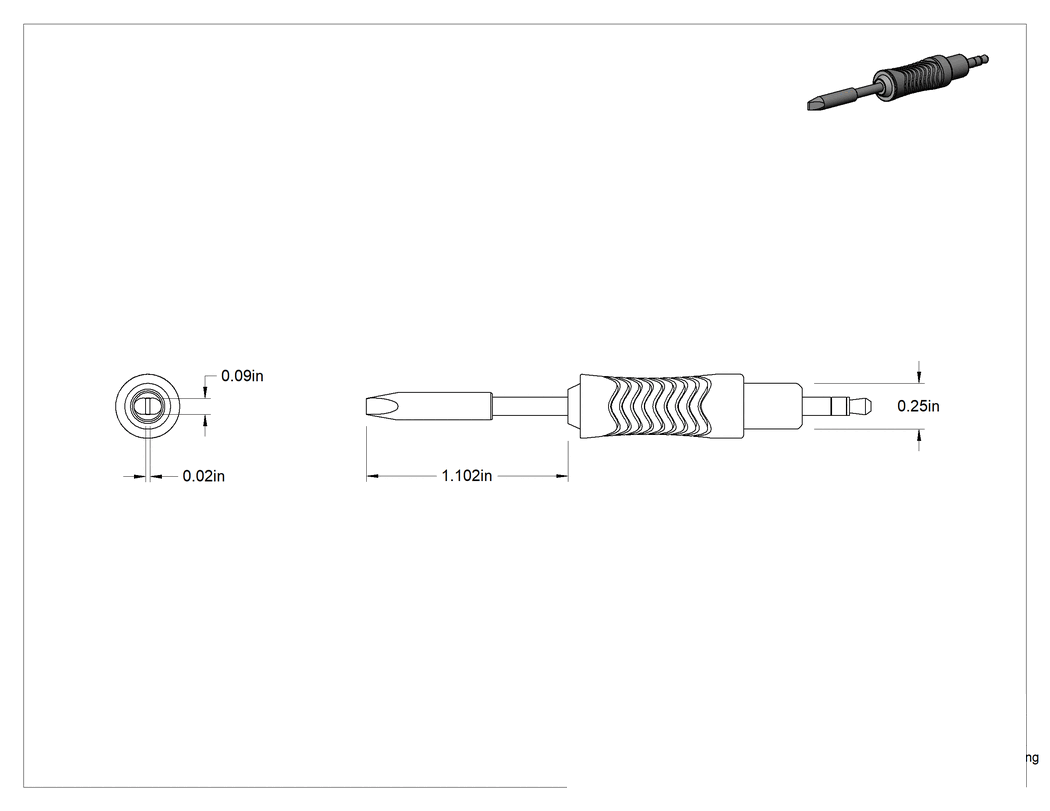 Teknik Çizim - Lehimleme İstasyonları için Weller Model Numarası Rtu 022 S MS Lehim Havyası Ucu