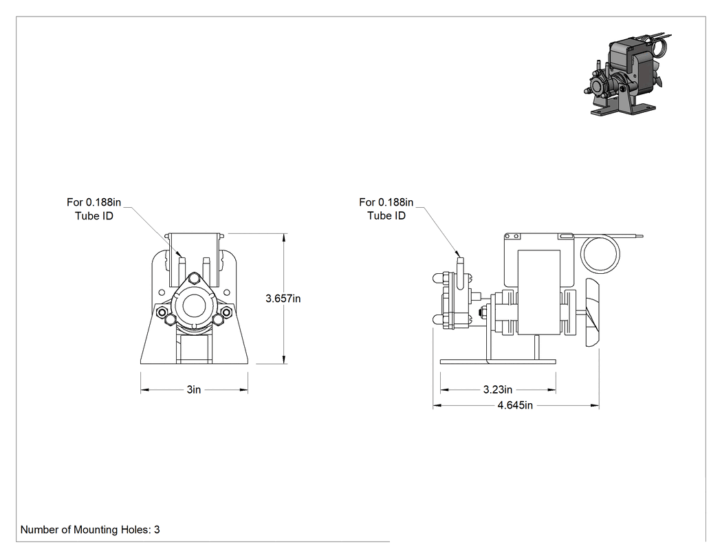 Teknik Çizim - Su ve Yağ için Kompakt Sabit Akış Hızlı Pompa, 120V AC, 0.430 gpm