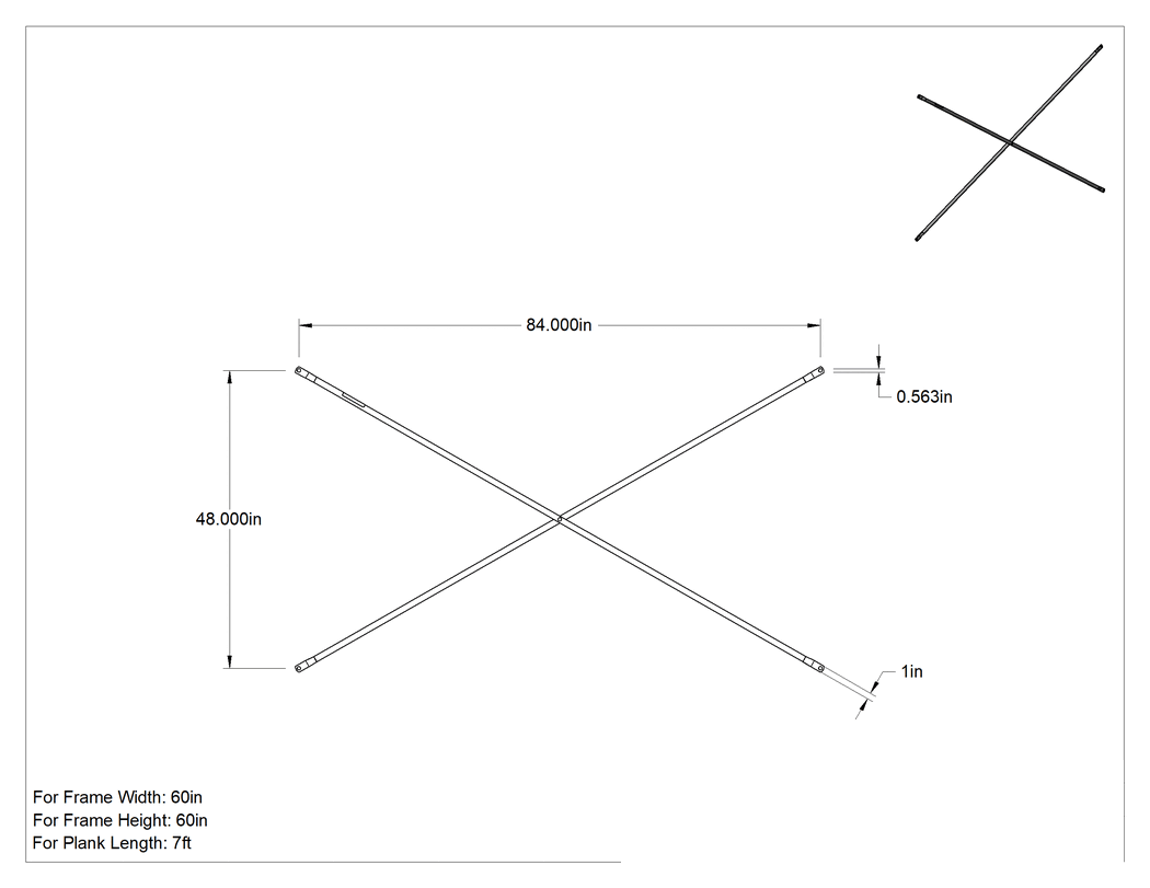 Teknik Çizim - İskele için 84" Genişlik x 48" Yükseklik Çapraz Destek