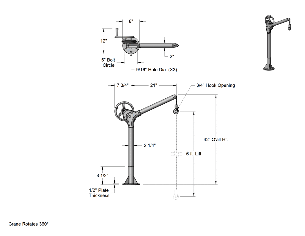 Teknik Çizim - Masaüstü Vinçler, 21" Kol Uzunluğu