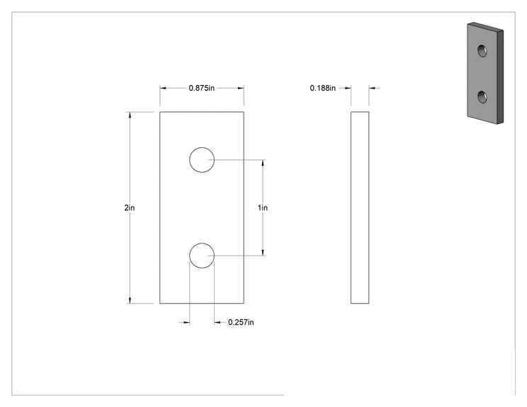 Teknik Çizim - T-Yivli Çerçeve, 1" Yüksekliğinde Ray için Sarı Yüzey Braketi, 2" Uzunluk