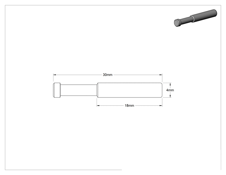 Teknik Çizim - Hava için Polibütilen Tapa, 4 mm Boru Gövde Dış Çapı