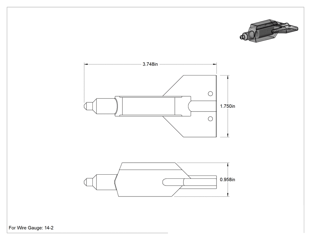 Teknik Çizim - Setskur Uç Ekleme, PVC Kapaklı, 14-2 AWG için