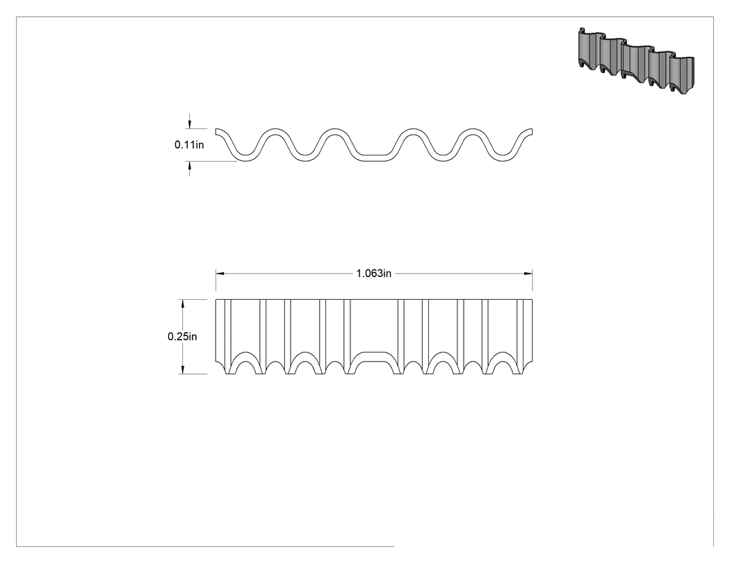 Teknik Çizim - Oluklu Ahşap Birleştiriciler, 1/4" Genişlik, 1-1/16" Uzunluk