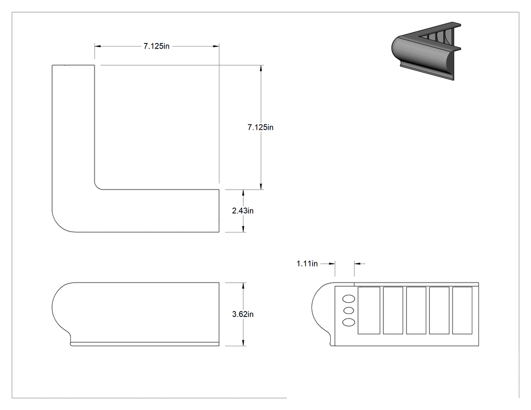 Teknik Çizim - Köşeler için Yüzey Koruyucuları, 7-1/8" Uzunluk, 3-5/8" Genişlik, 1-1/4" Kalınlık