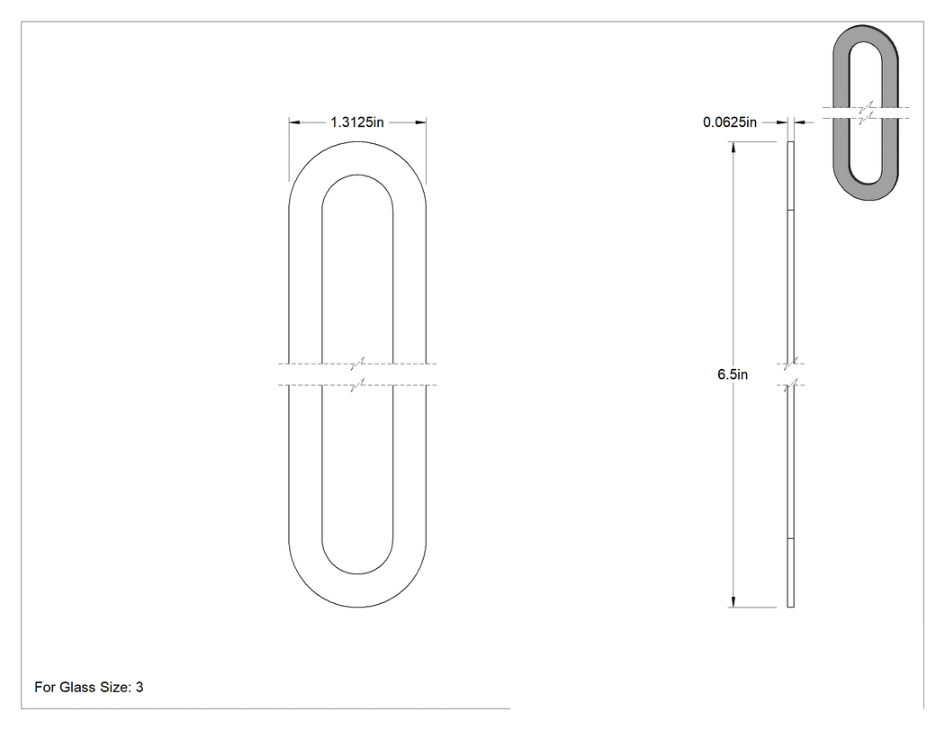Teknik Çizim - 3 Numaralı Düz Oval Ölçü Camı için Conta