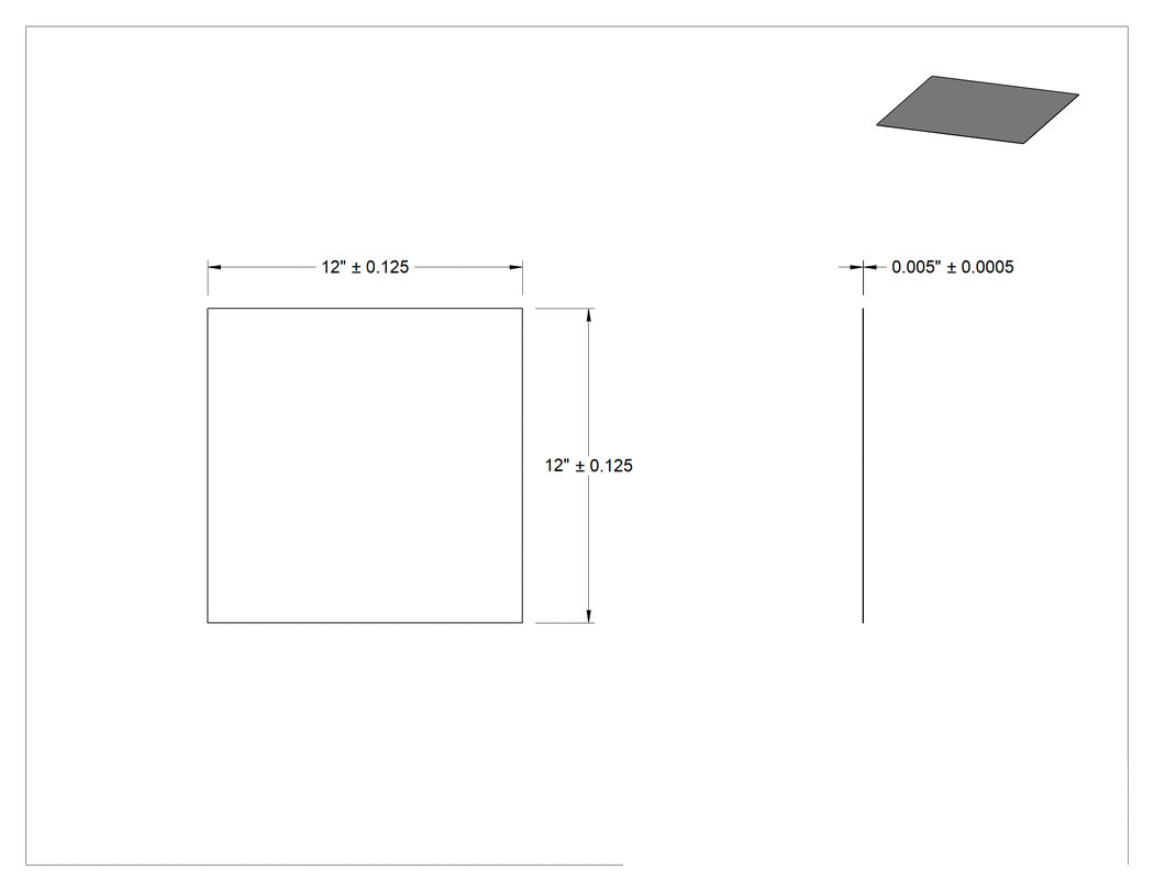 Teknik Çizim - Ultra Şekillendirilebilir 260 Pirinç Levha, 12" x 12", 0.0050 inç Kalınlık