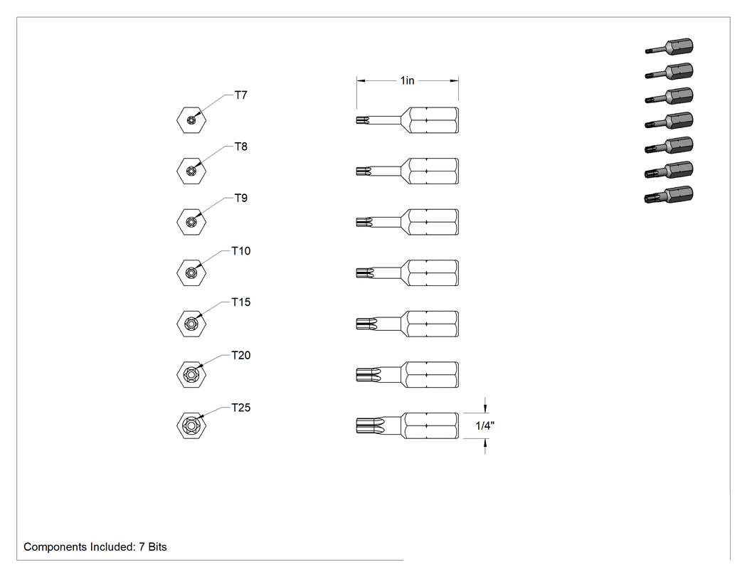 Teknik Çizim - Kurcalamaya Dayanıklı Torx Uç Setleri