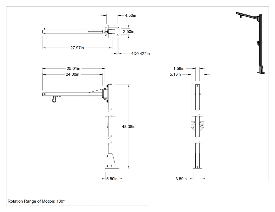 Teknik Çizim - Alet Destek Kolları, 24 inç Maksimum Çıkıntı