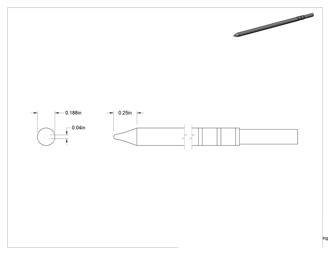 Teknik Çizim - Metcal Model Numarası Cvc-9Cn0010P Lehim İstasyonları için Lehim Havyası Ucu