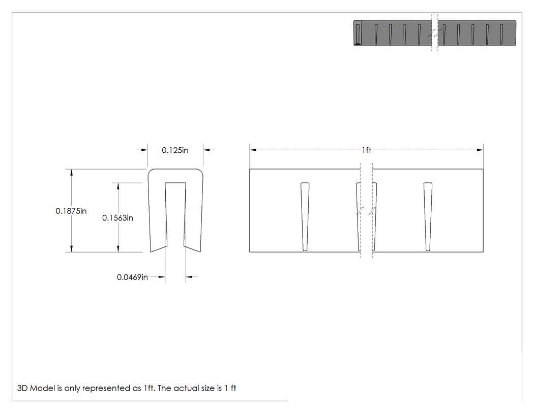 Teknik Çizim - Polietilen Plastik Kenar Çıtası, Ekstra Esnek, 3/64" Genişlik x 5/32" İç Yükseklik