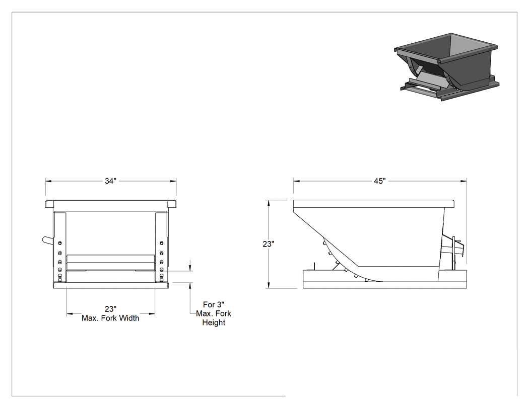 Teknik Çizim - Kalın Duvarlı Hazne, 6-3/4 cu. ft. Kapasite