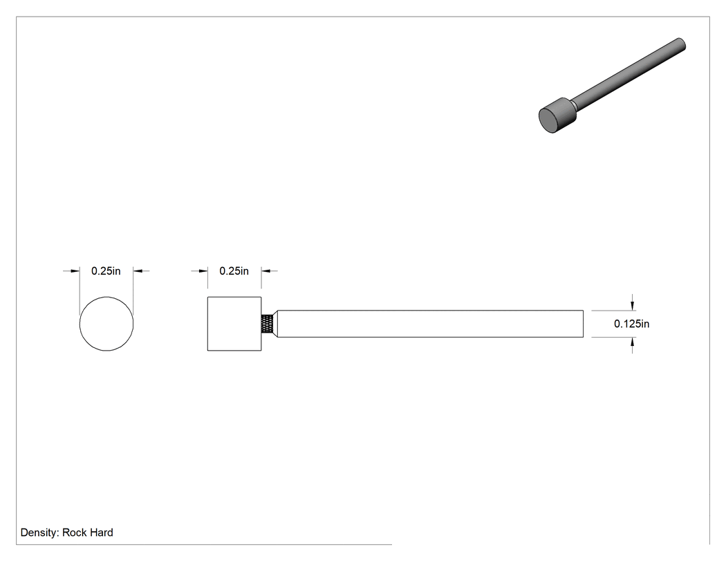 Teknik Çizim - Düz Uçlu Silindir Parlatma Bobini, Ekstra Sert, 1/4" Çap x 1/4" Uzunlukta Başlık