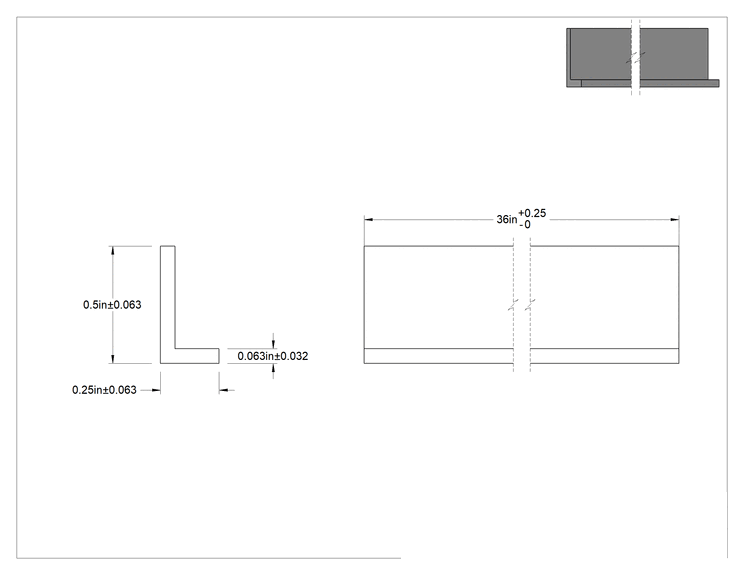 Teknik Çizim - Hava Koşullarına Dayanıklı EPDM Kauçuk 90 Derece Açı, 1/4" x 1/2" Dış Boyut, 3 Fit Uzunluk