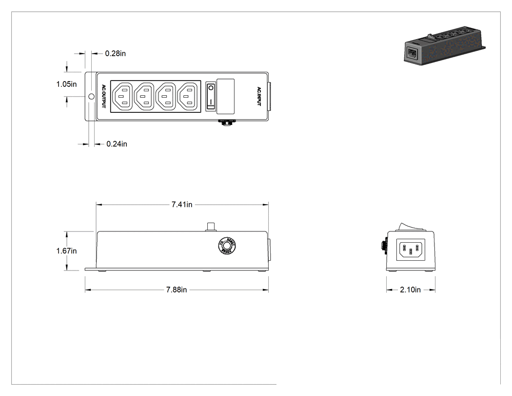 Teknik Çizim - Elektronik Ekipman Priz Şeridi