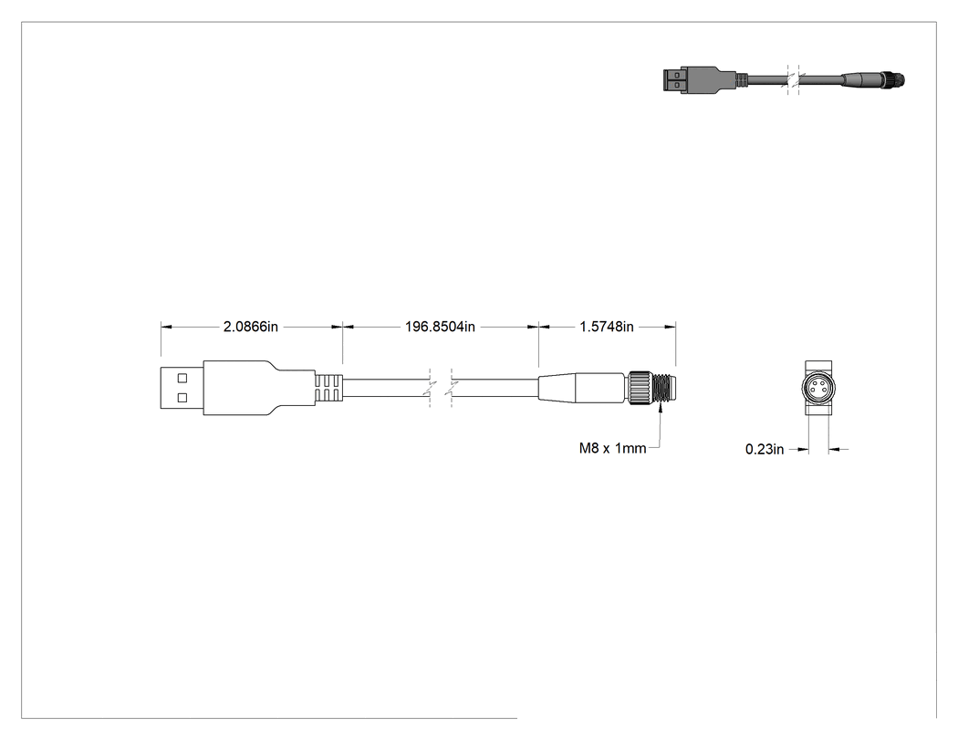 Teknik Çizim - Nano M8/USB Adaptör Kablosu