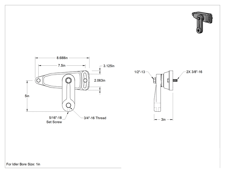 Teknik Çizim - Ağır Hizmet Tipi Kayış ve Makaralı Zincir Gergisi, 22 lb. Gerilim Kuvveti