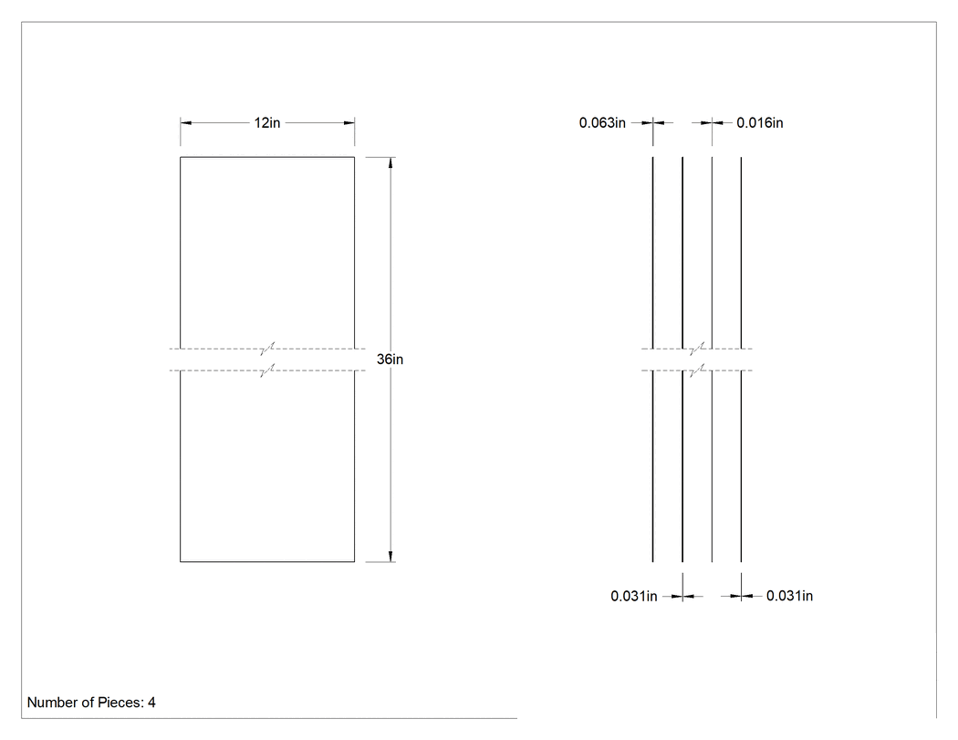 Teknik Çizim - Conta Malzemesi Çeşitleri, 4 Parça, 12" Genişlik, 36" Uzunluk