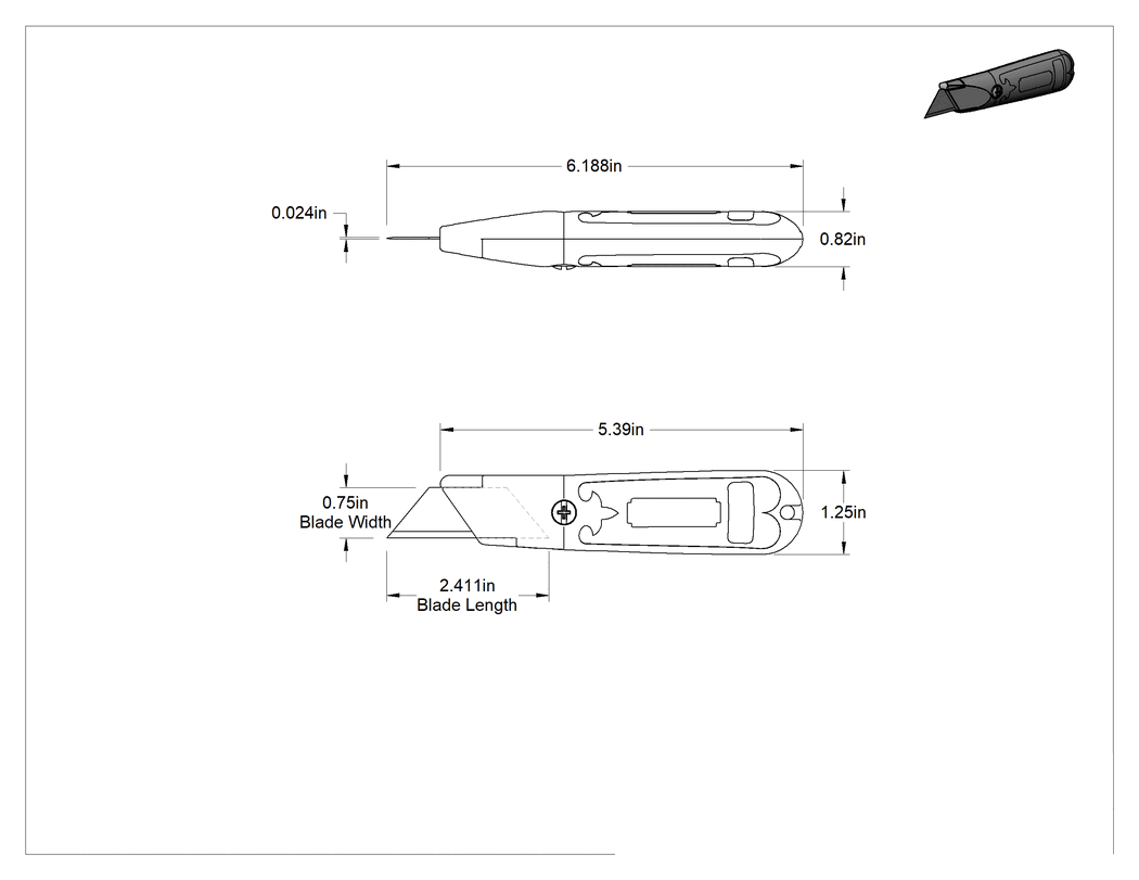 Teknik Çizim - Stanley Sabit Bıçaklı Maket Bıçağı, Model Numarası 10-209