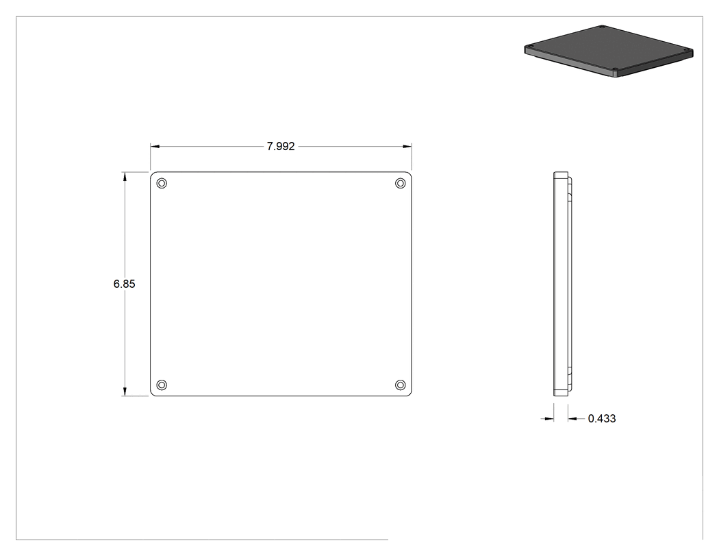 Teknik Çizim - Devre Kartı Muhafazası için 8" x 6-7/8" Su Geçirmez Uç Kapağı