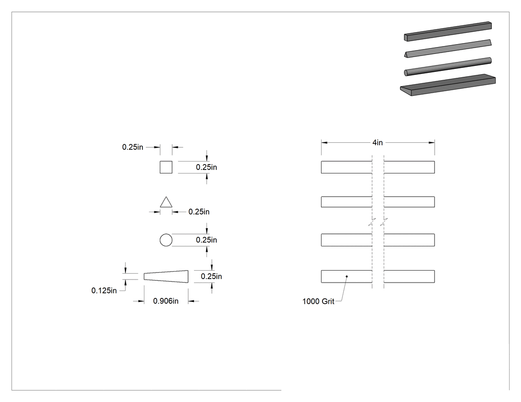 Teknik Çizim - Bileme Taşı Setleri, 4 Parça