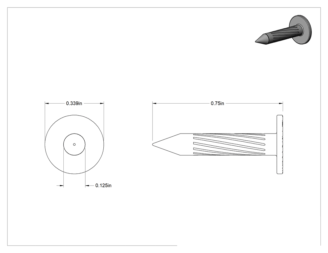 Teknik Çizim - Duvar Çivileri, 3/4" Uzunluk