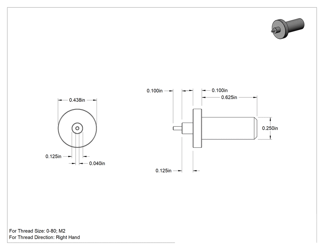 Teknik Çizim - 5/16" ve M8 Dişli Isıyla Sabitlemeli Ek Parçalar için Montaj Ucu