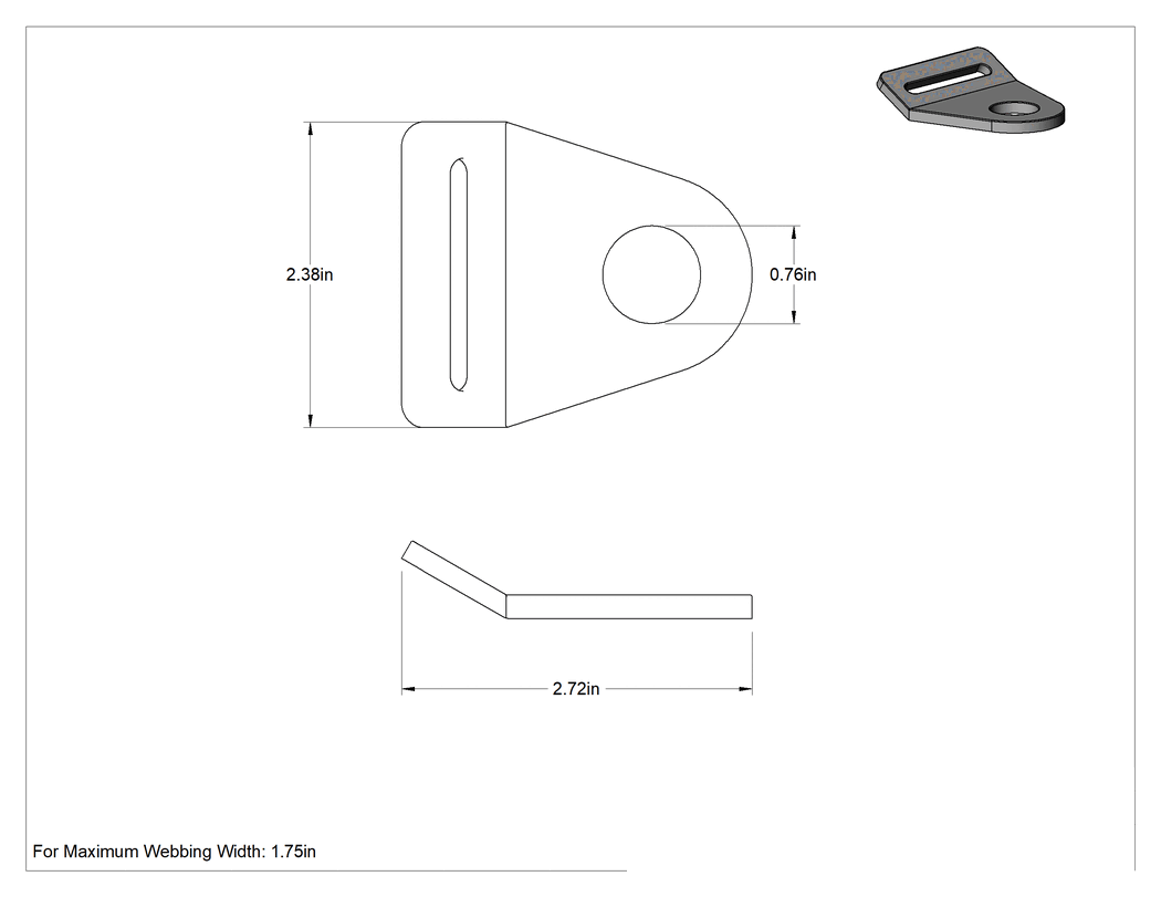 Teknik Çizim - Maksimum 1-3/4" Dokuma Genişliği için Çelik Ankraj Plakası