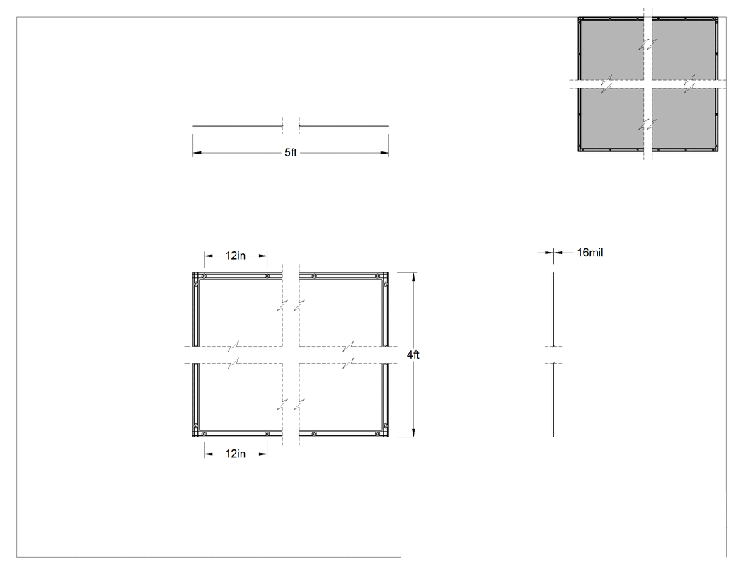 Teknik Çizim - Şeffaf Suya Dayanıklı Perde, 4'Yükseklik x 5'Genişlik