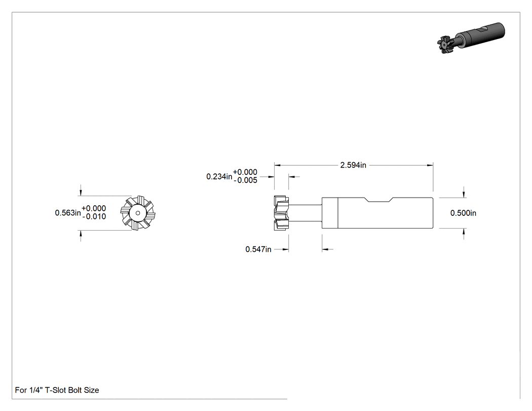Teknik Çizim - Yüksek Hızlı Çelik T-Yuvası Uçlu Freze, 1/4" T-Yuvası Cıvatası için, Alüminyum Titanyum Nitrür Kaplamalı