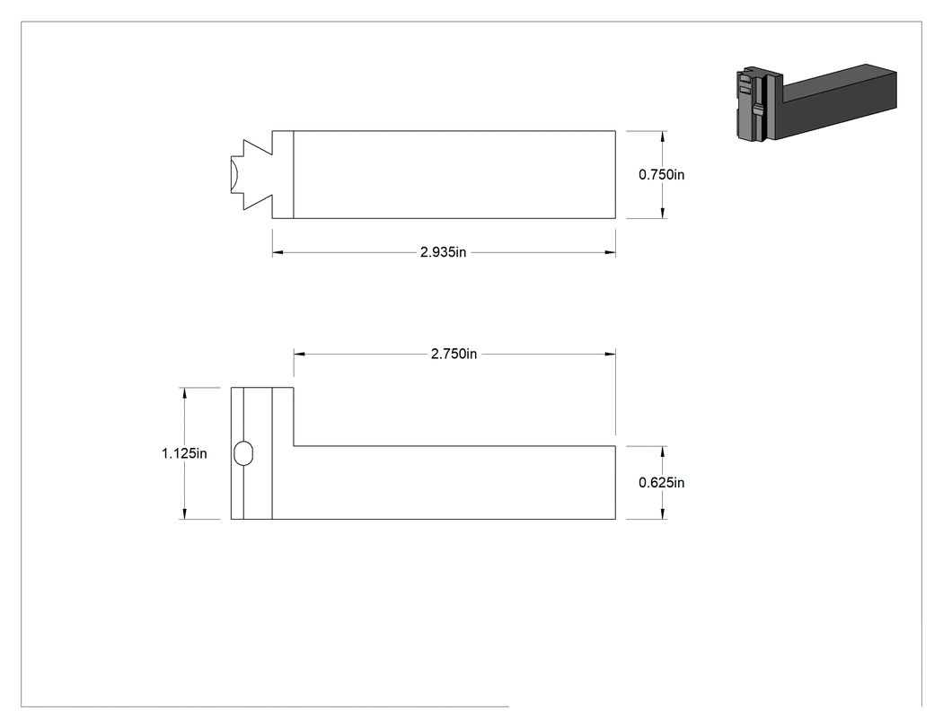 Teknik Çizim - Hızlı Değiştirilebilir CNC Torna Tırtıl Aletleri için 5/8" Genişlikte Şaft Tırtıl Alet Tutucu