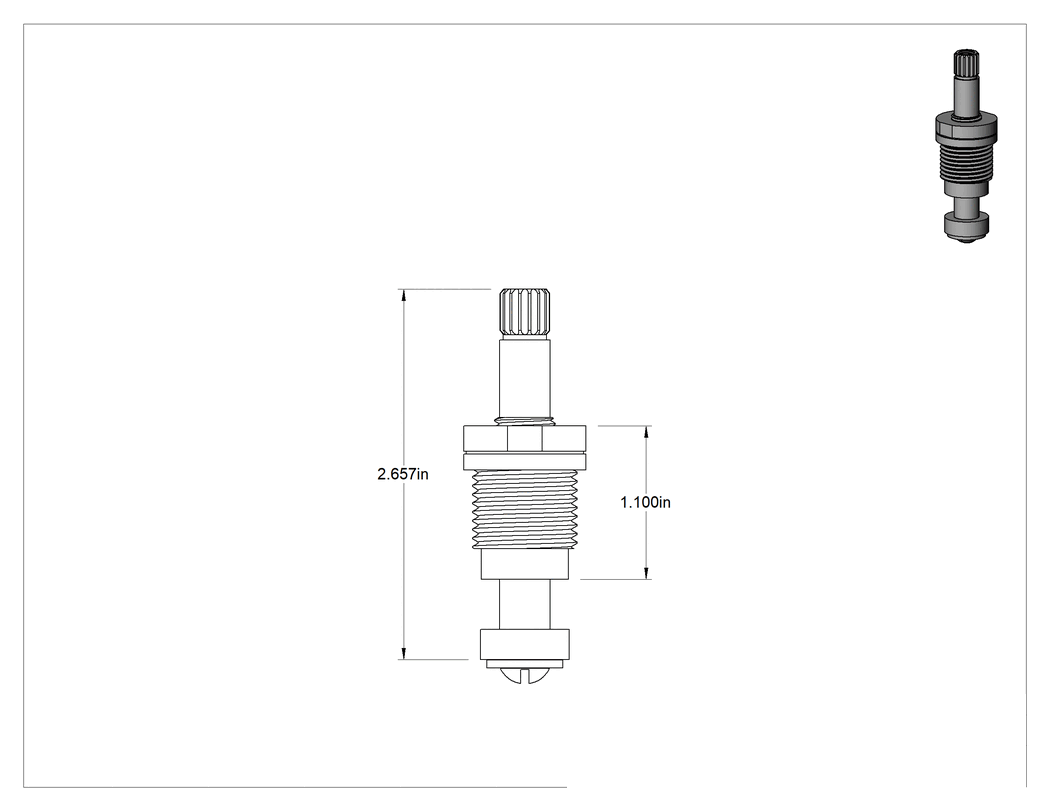 Teknik Çizim - Merkezi Pirinç Model G-458-Kr Musluk Kartuşu
