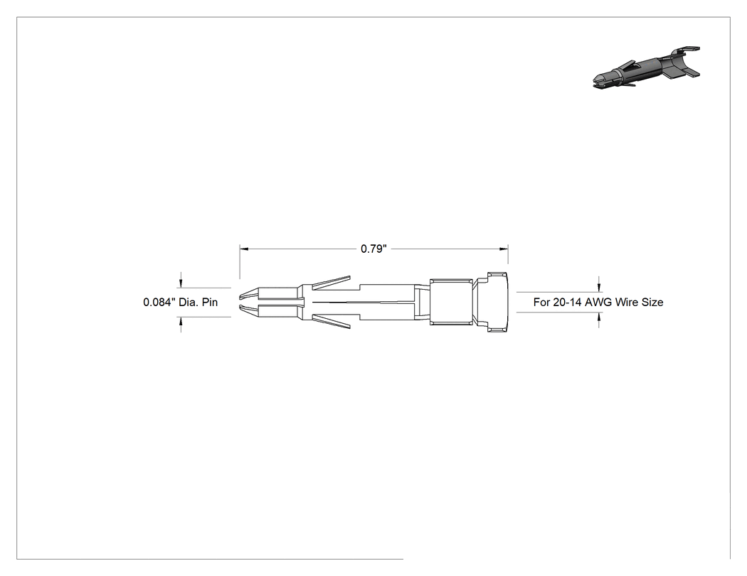 Teknik Çizim - Kompakt İtmeli Kontrol/Güç Konektörü, Molex Mlx Pim