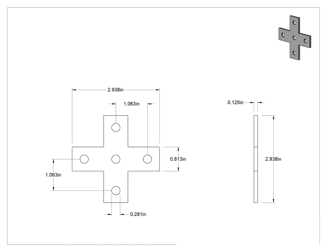 Teknik Çizim - Strut Kanalı Braketi, Çapraz, Çinko Kaplı Çelik, 2-15/16" Uzunluk