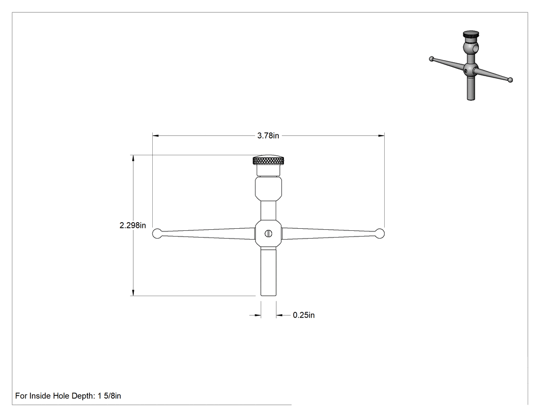 Teknik Çizim - Delik Ataşmanı, Model Numarası 196F, Starrett Arka Pistonlu Komparatör için