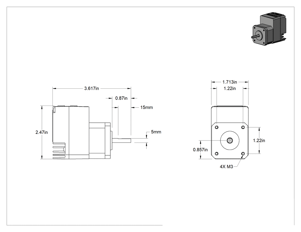 Teknik Çizim - Step Motor, Entegre Hareket Kontrollü, NEMA 17, 31 inç-oz. Maksimum
