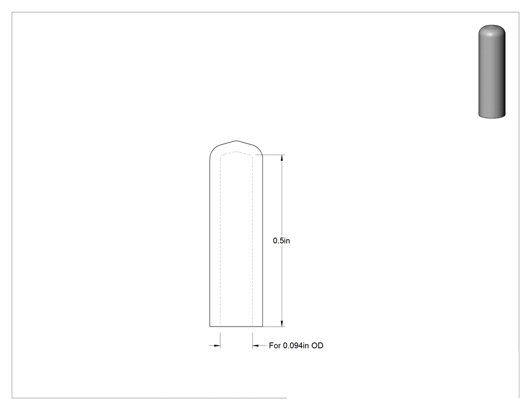 Teknik Çizim - Gıda ve İçecek Sektörü için Kapaklar, 3/32" Dış Çap için, 1/2" İç Yükseklik