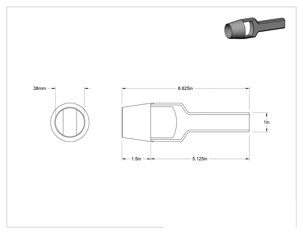 Teknik Çizim - Çekiçle Çalışan Delgeç, 38 mm Delik Çapı için