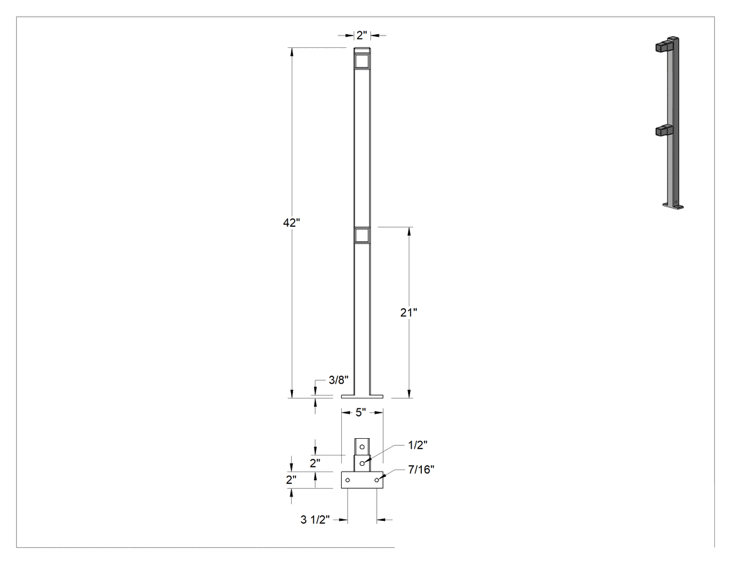 Teknik Çizim - Korkuluk için Uç Direği
