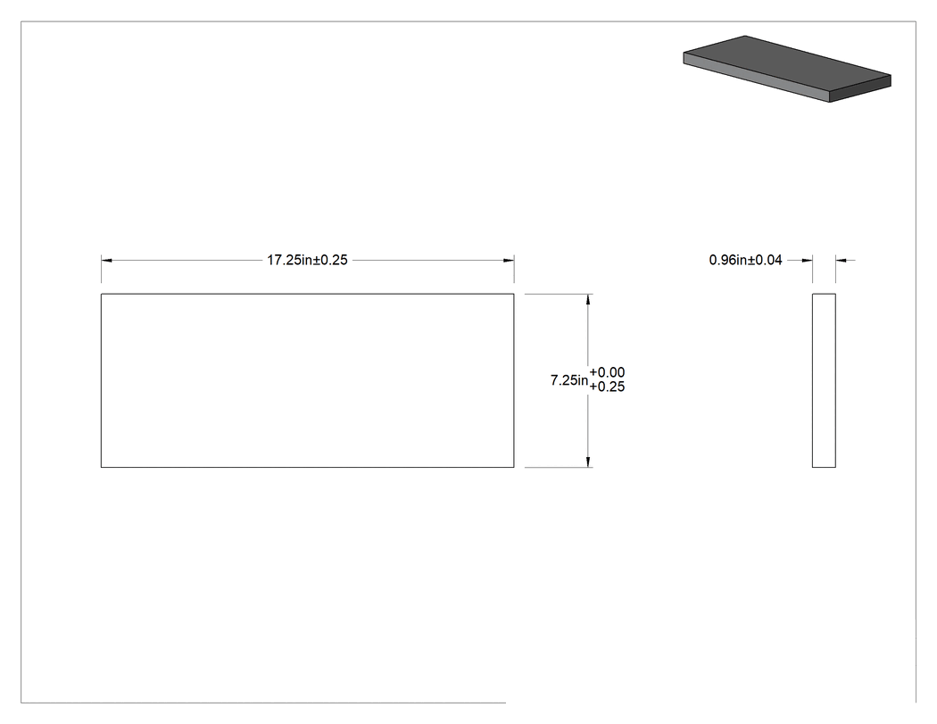 Teknik Çizim - Geri Dönüştürülmüş Plastik ve Metal Kompozit Levha, 0.96 inç Kalınlık, 7-1/4" x 17-1/4"