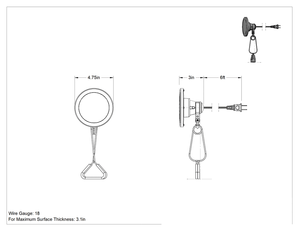 Teknik Çizim - Takılabilir Taşınabilir Klipsli Çalışma Işıkları, 4-3/4" Baş Çapı