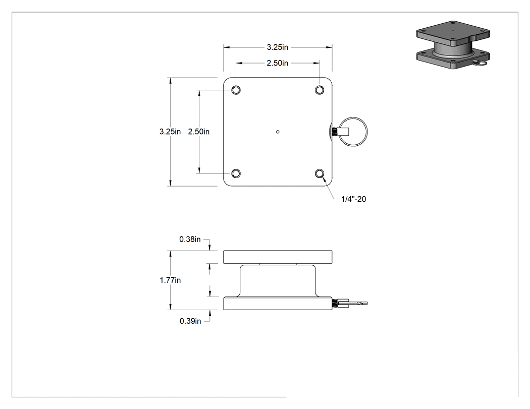 Teknik Çizim - Bakım Gerektirmeyen Döner Tabla, Kilitlenebilir, 1000 lb. Kapasite, 3.25" Kare