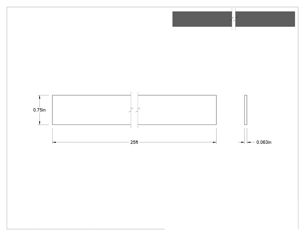 Teknik Çizim - Conta Malzemesi, EPDM Levha, Yapışkan Sırtlı 3/4" x 25 Fit, 1/16" Kalınlık