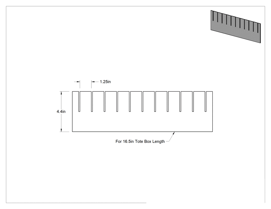 Teknik Çizim - 10-3/4" x 11" İletken Bölmeli Taşıma Kutusu için 4-1/2" Yüksekliğinde Bölücü