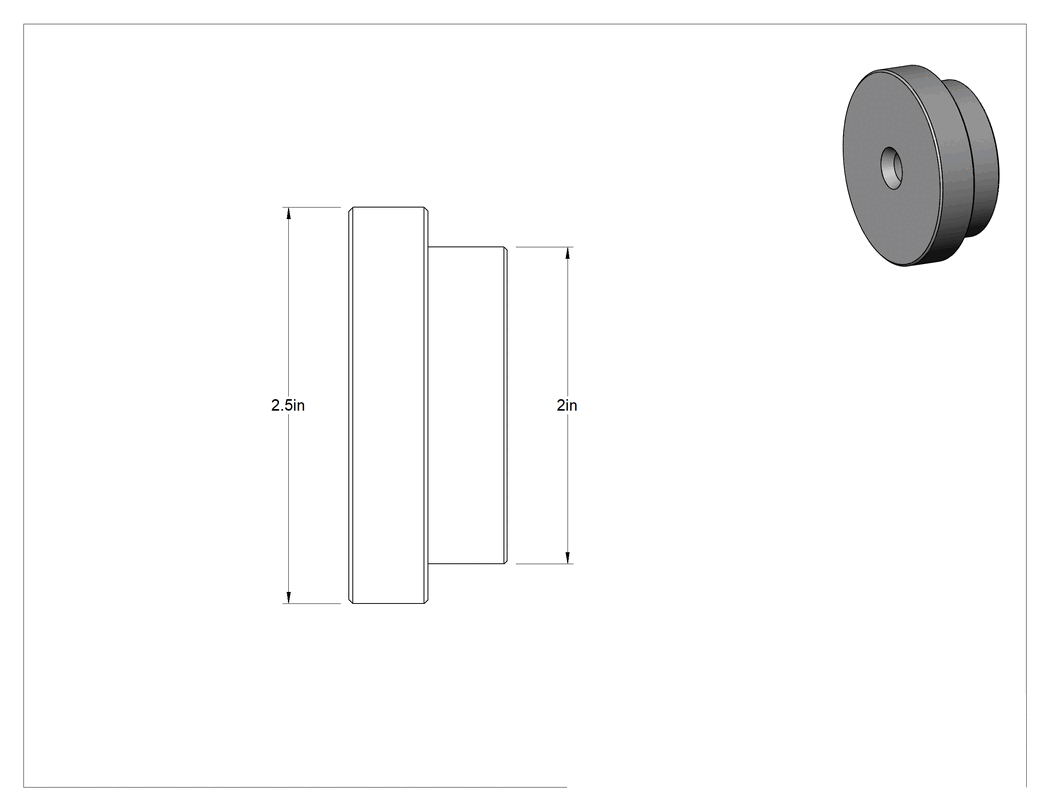 Teknik Çizim - 2-1/2" Çaplı Dişli ve Rulman Çekici Basamaklı Plaka Adaptörü